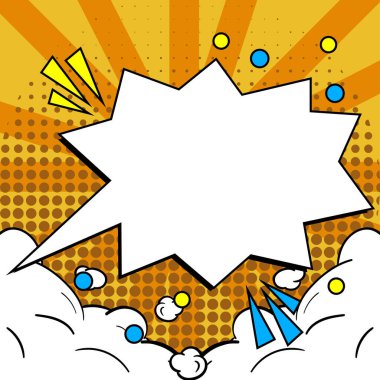 Comic Blank Speech Bubble Copy Space. Empty Template Explosion Framework