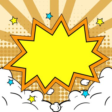 Comic Blank Speech Bubble Copy Space. Empty Template Explosion Framework