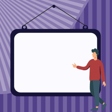 Man shows information on whiteboard. Finger pointing to table with words.