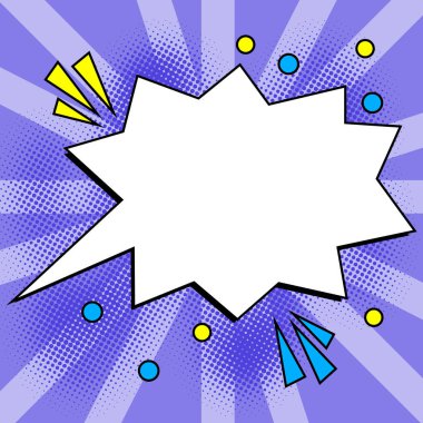 Comic Blank Speech Bubble Copy Space. Empty Template Explosion Framework