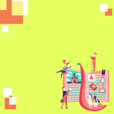 Bright Abstract Illustration. People Discussing New Ideas. Book Fairytales.