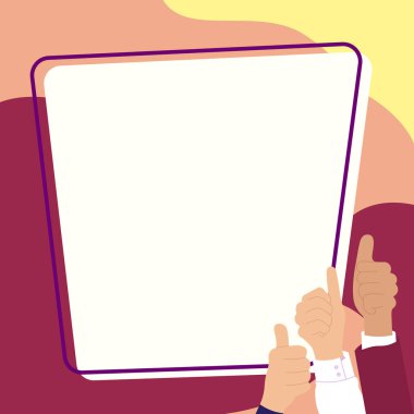 Big finger raised up pointing to whiteboard with important information.