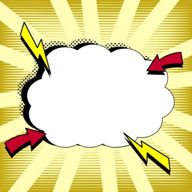 Comic Blank Speech Bubble Copy Space. Empty Template Explosion Framework