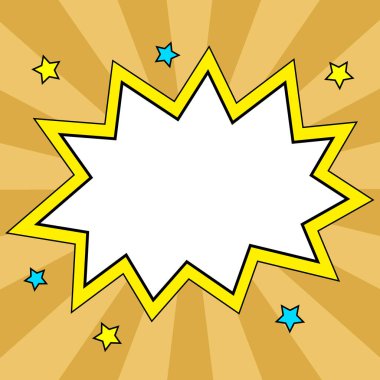 Comic Blank Speech Bubble Copy Space. Empty Template Explosion Framework