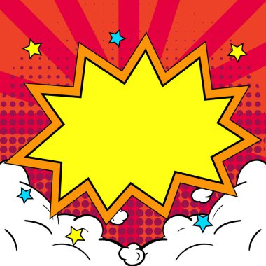 Comic Blank Speech Bubble Copy Space. Empty Template Explosion Framework