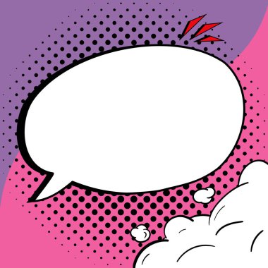 Comic Speech Bubble With Copy Space And Doodles. Empty Explosion Template