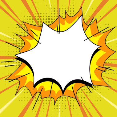 Comic Speech Bubble With Copy Space And Doodles. Empty Explosion Template