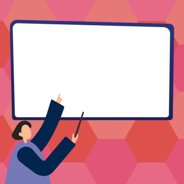 Woman pointing with pointer to important information written on whiteboard.