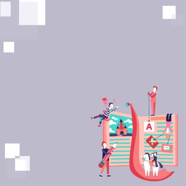 Bright Abstract Illustration. People Discussing New Ideas. Book Fairytales.