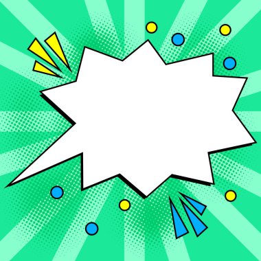 Comic Speech Bubble With Copy Space And Doodles. Empty Explosion Template