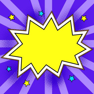 Comic Blank Speech Bubble Copy Space. Empty Template Explosion Framework