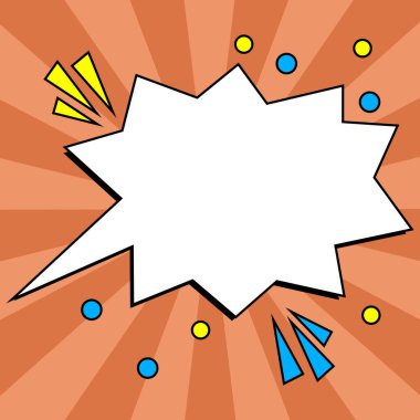 Comic Speech Bubble With Copy Space And Doodles. Empty Explosion Template