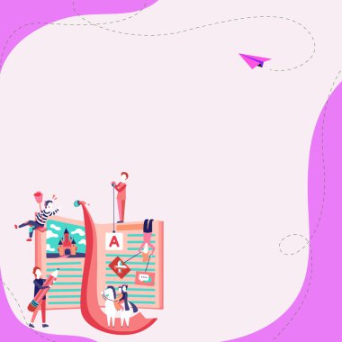 Bright Abstract Illustration. People Discussing New Ideas. Book Fairytales.