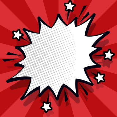 Comic Blank Speech Bubble Copy Space. Empty Template Explosion Framework