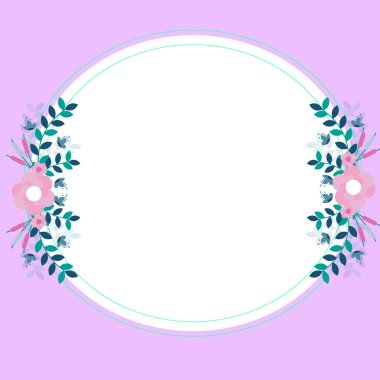 Purple Text Frame Surrounded With Assorted Flowers Hearts And Leaves.