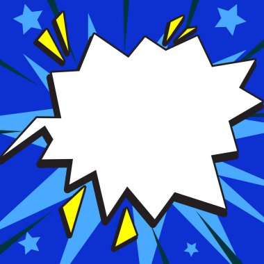 Comic Blank Speech Bubble Copy Space. Empty Template Explosion Framework