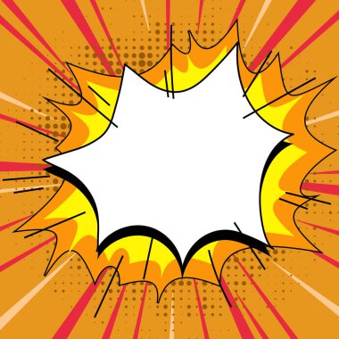 Comic Blank Speech Bubble Copy Space. Empty Template Explosion Framework