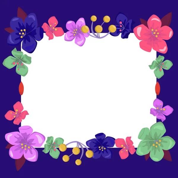 Renkli çiçekler ve ahenkli düzenlenmiş yeşilliklerle donatılmış çerçeve.