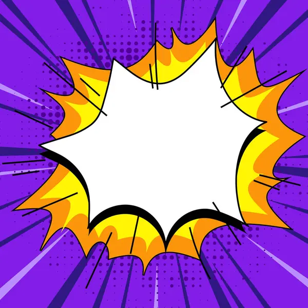 Comic Speech Bubble With Copy Space And Doodles. Empty Explosion Template