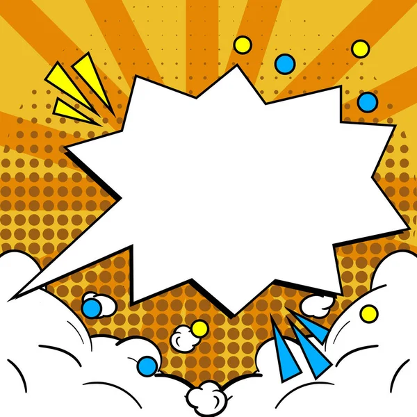Comic Blank Speech Bubble Copy Space. Empty Template Explosion Framework