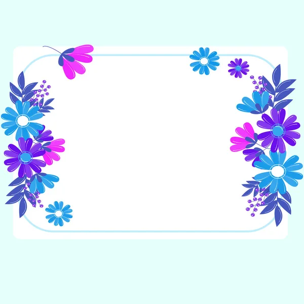 Renkli çiçekler ve ahenkli düzenlenmiş yeşilliklerle donatılmış çerçeve.