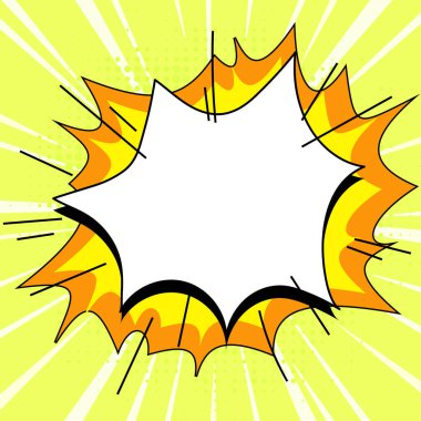 Comic Speech Bubble With Copy Space And Doodles. Empty Explosion Template