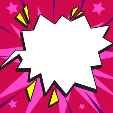 Comic Blank Speech Bubble Copy Space. Empty Template Explosion Framework