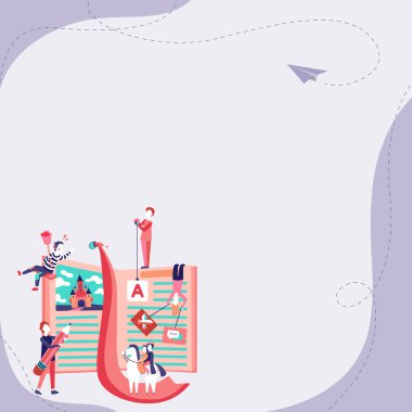 Bright Abstract Illustration. People Discussing New Ideas. Book Fairytales.