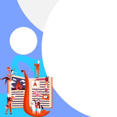 Bright Abstract Illustration. People Discussing New Ideas. Book Fairytales.