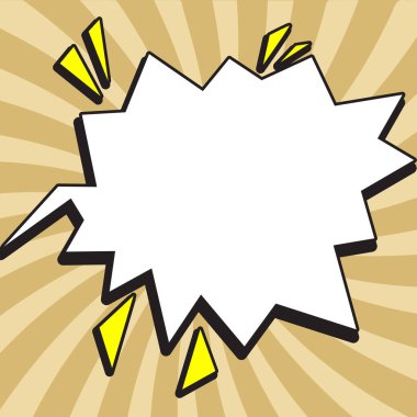 Comic Speech Bubble With Copy Space And Doodles. Empty Explosion Template