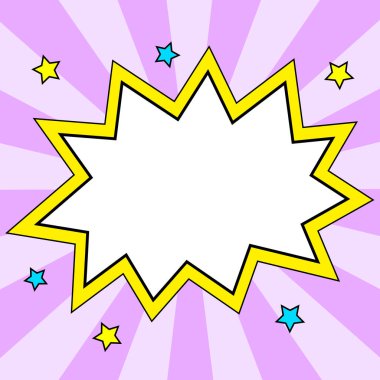 Comic Blank Speech Bubble Copy Space. Empty Template Explosion Framework