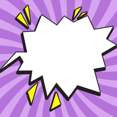 Comic Speech Bubble With Copy Space And Doodles. Empty Explosion Template