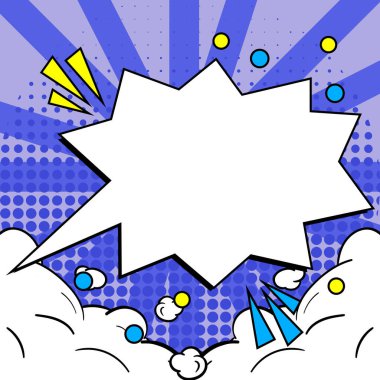 Comic Speech Bubble With Copy Space And Doodles. Empty Explosion Template