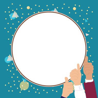 Big finger raised up pointing to whiteboard with important information.