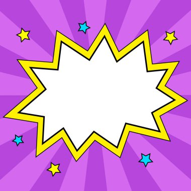 Comic Speech Bubble With Copy Space And Doodles. Empty Explosion Template