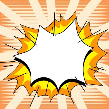 Comic Speech Bubble With Copy Space And Doodles. Empty Explosion Template