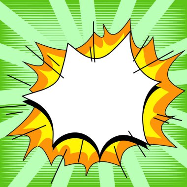 Comic Blank Speech Bubble Copy Space. Empty Template Explosion Framework