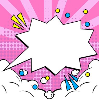 Comic Speech Bubble With Copy Space And Doodles. Empty Explosion Template