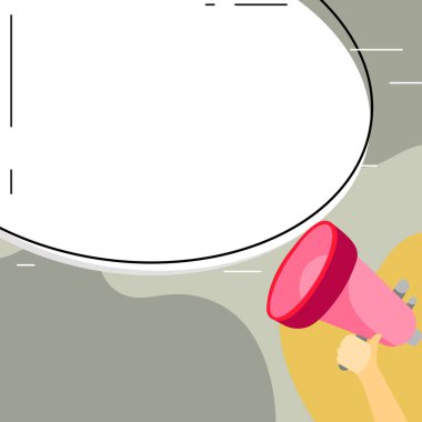 Megaphone In Hand With Dialog Balloon Showing Important Messages.