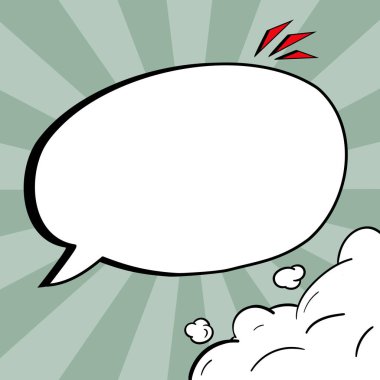 Comic Speech Bubble With Copy Space And Doodles. Empty Explosion Template