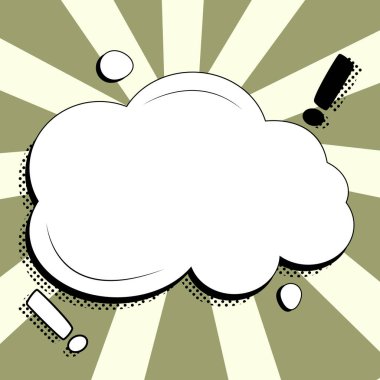 Comic Speech Bubble With Copy Space And Doodles. Empty Explosion Template