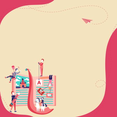 Bright Abstract Illustration. People Discussing New Ideas. Book Fairytales.