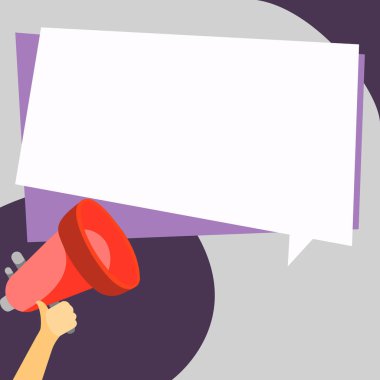 Megaphone In Hand With Dialog Balloon Showing Important Messages.