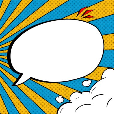 Comic Speech Bubble With Copy Space And Doodles. Empty Explosion Template