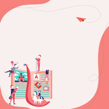 Bright Abstract Illustration. People Discussing New Ideas. Book Fairytales.