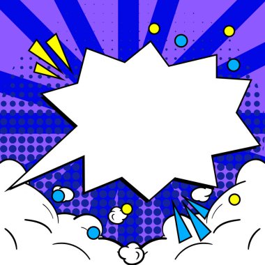 Comic Blank Speech Bubble Copy Space. Empty Template Explosion Framework
