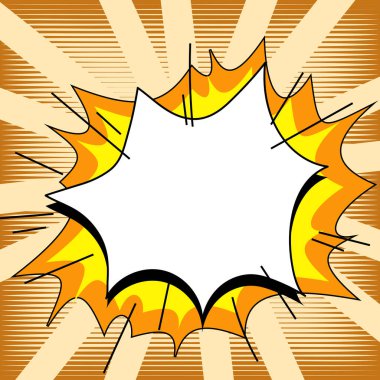 Comic Speech Bubble With Copy Space And Doodles. Empty Explosion Template