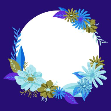 Renkli çiçekler ve ahenkli düzenlenmiş yeşilliklerle donatılmış çerçeve.