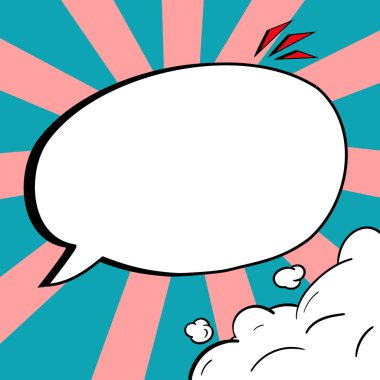 Comic Speech Bubble With Copy Space And Doodles. Empty Explosion Template