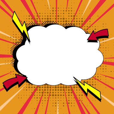 Comic Speech Bubble With Copy Space And Doodles. Empty Explosion Template